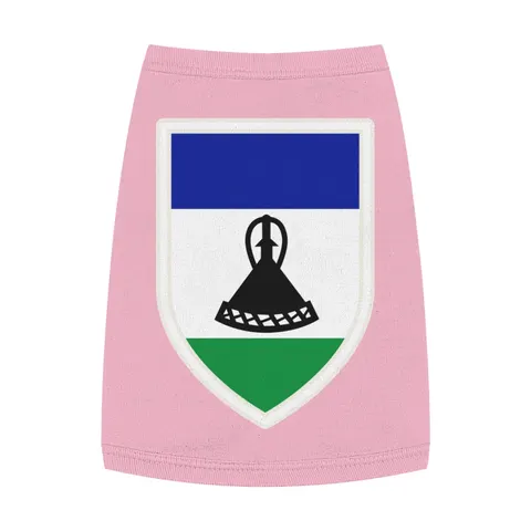 Lesotho Blue White Green Emblem Pet Tank Top — front view