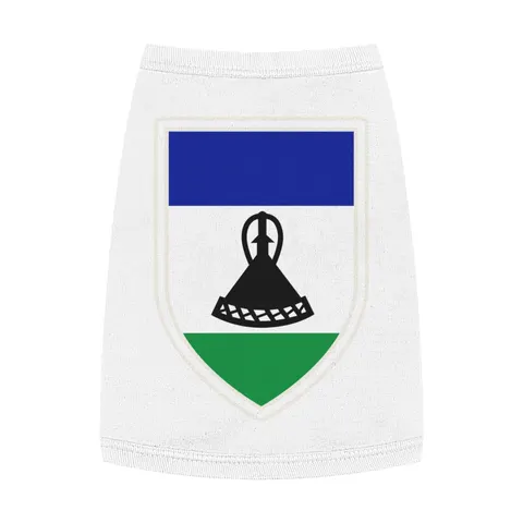 Lesotho Blue White Green Emblem Pet Tank Top — front view