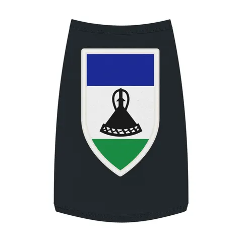 Lesotho Blue White Green Emblem Pet Tank Top — front view