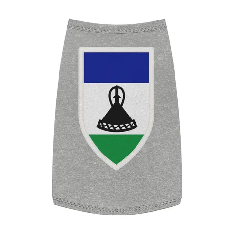 Lesotho Blue White Green Emblem Pet Tank Top — front view