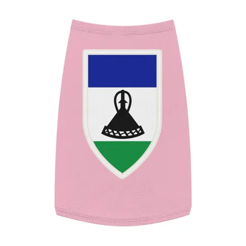 Lesotho Blue White Green Emblem Pet Tank Top — front view