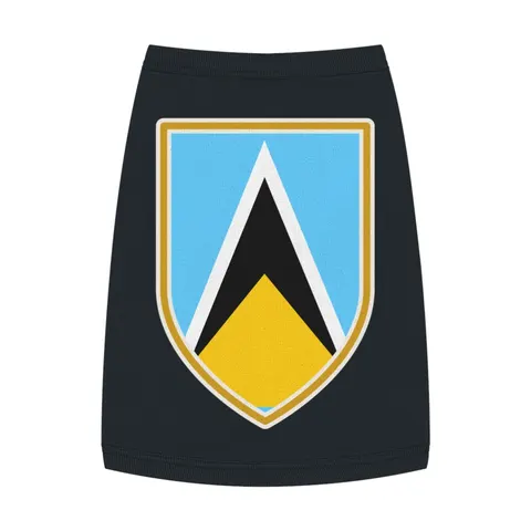 Saint Lucia Blue Triangle Peak Pet Tank Top — front view
