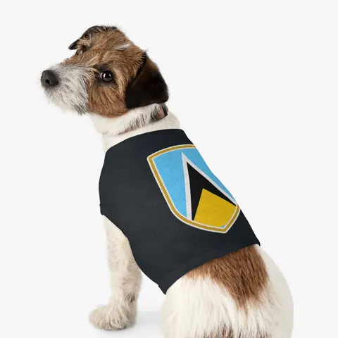 Saint Lucia Blue Triangle Peak Pet Tank Top — other view