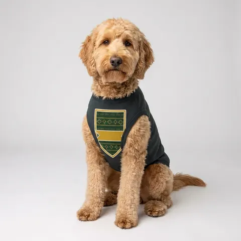Holiday Green & Gold Knit Pet Tank Top