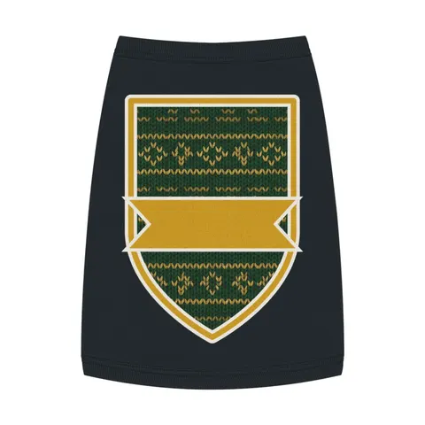 Holiday Green & Gold Knit Pet Tank Top — front view