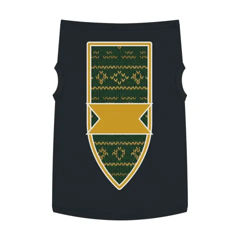 Holiday Green & Gold Knit Pet Tank Top — front view