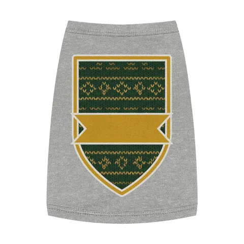 Holiday Green & Gold Knit Pet Tank Top — front view