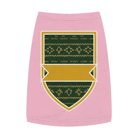 Holiday Green & Gold Knit Pet Tank Top — front view