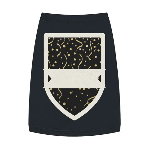 New Year Gold Confetti on Black Pet Tank Top — front view