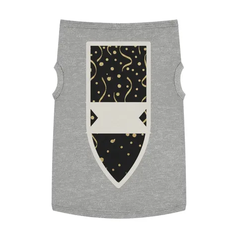 New Year Gold Confetti on Black Pet Tank Top — front view