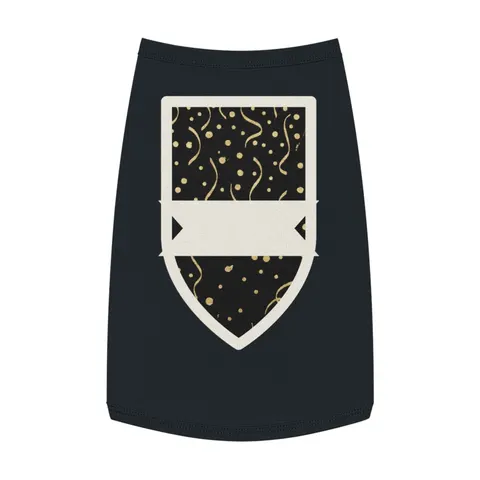 New Year Gold Confetti on Black Pet Tank Top — front view