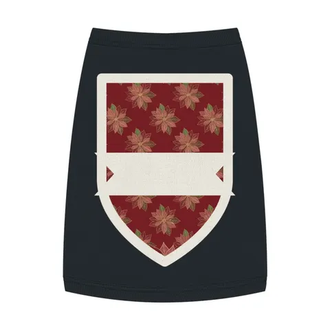 Holiday Poinsettia & Gold Leaves Pet Tank Top — front view