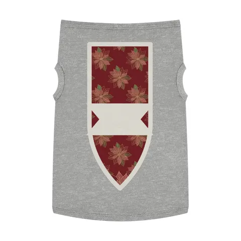 Holiday Poinsettia & Gold Leaves Pet Tank Top — front view