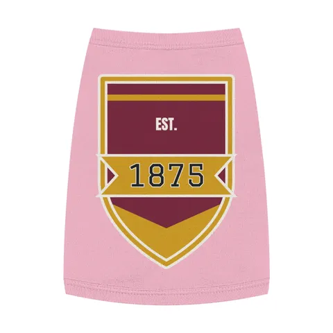 Huston-Tillotson 1875 Maroon & Gold Pet Tank Top — front view