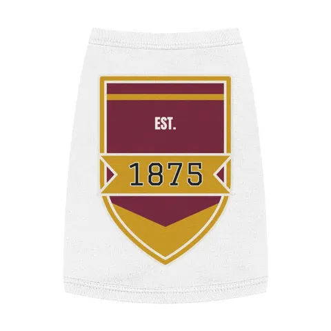 Huston-Tillotson 1875 Maroon & Gold Pet Tank Top — front view