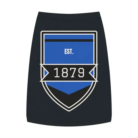 Livingstone 1879 Blue & Black Pet Tank Top — front view