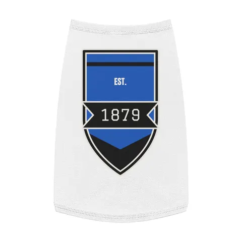 Livingstone 1879 Blue & Black Pet Tank Top — front view