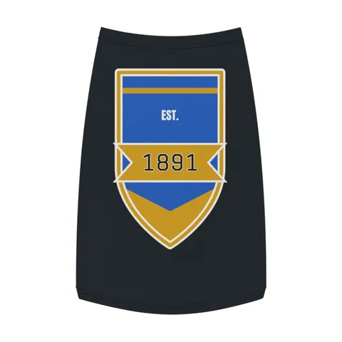 NC A&T 1891 Blue & Gold Tech Pattern Pet Tank Top — front view