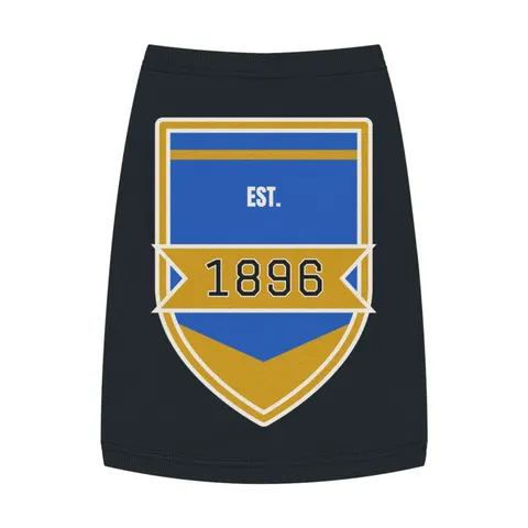 Oakwood 1896 Blue & Gold Pet Tank Top — front view