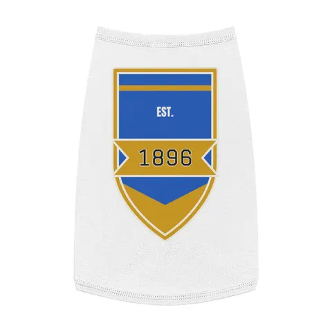 Oakwood 1896 Blue & Gold Pet Tank Top — front view