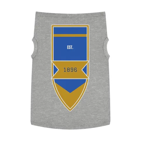 Oakwood 1896 Blue & Gold Pet Tank Top — front view