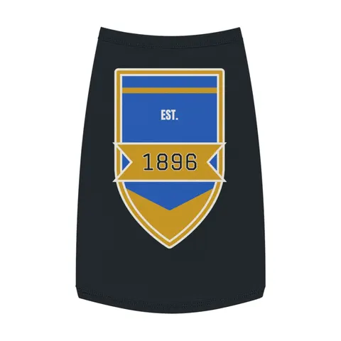 Oakwood 1896 Blue & Gold Pet Tank Top — front view