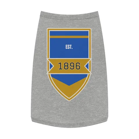 Oakwood 1896 Blue & Gold Pet Tank Top — front view