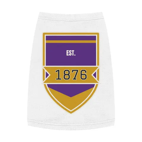 Prairie View 1876 Purple & Gold Pet Tank Top — front view