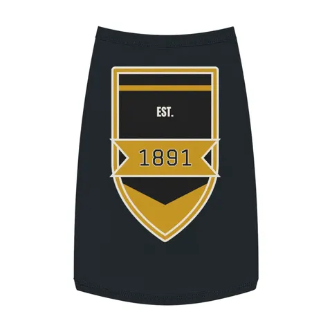 West Virginia State 1891 Black & Gold Pet Tank Top — front view