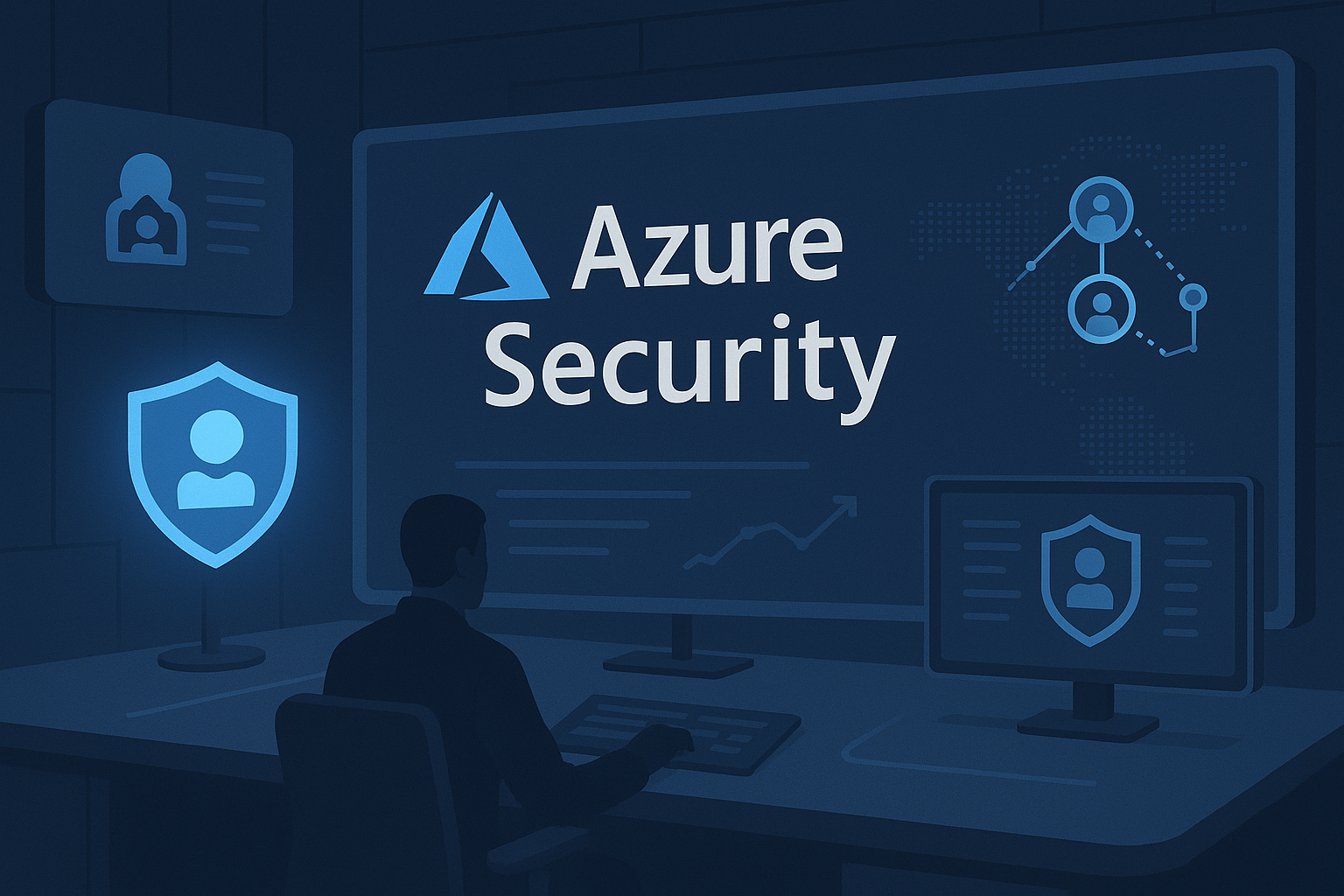 Azure security center interface displaying threat protection and compliance monitoring for Microsoft cloud services