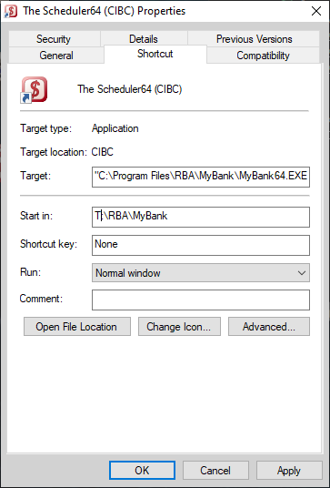 Shortcut Properties