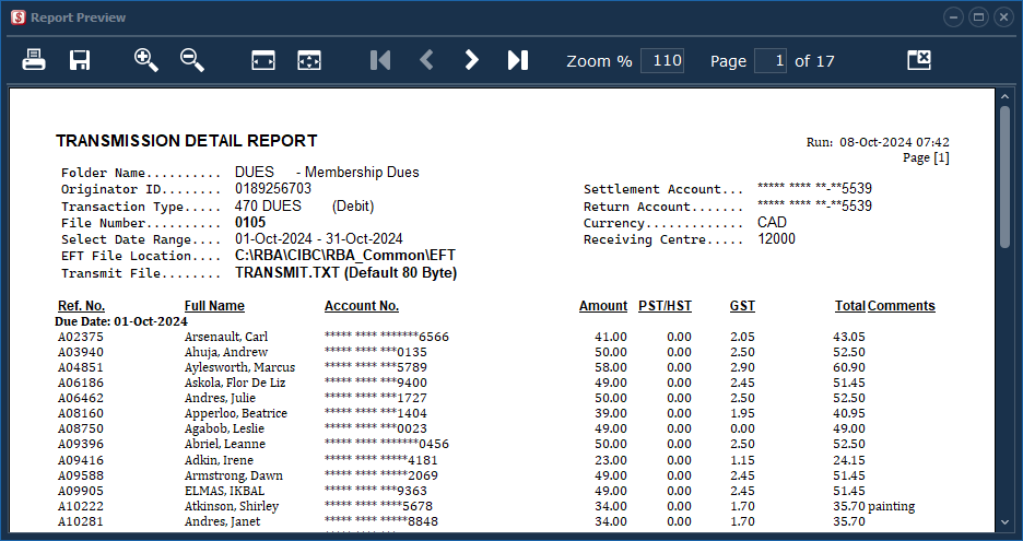 Transmission Detail Report