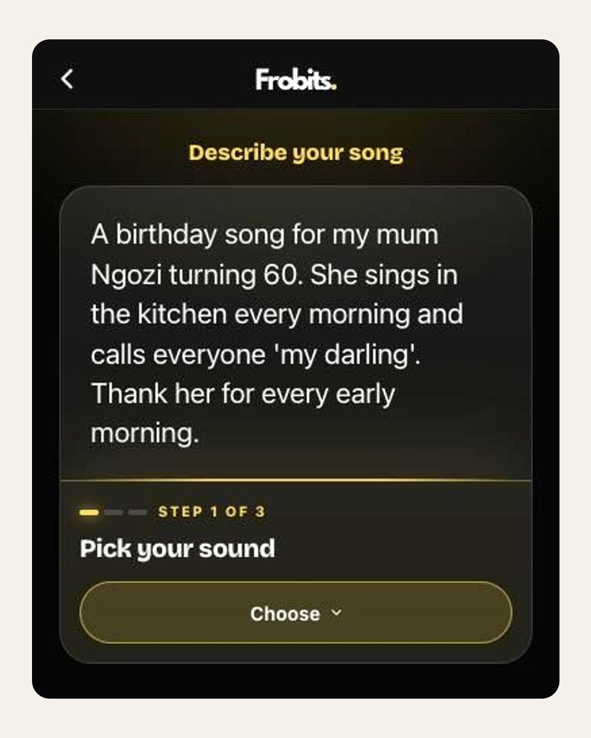 Writing the song idea in the Frobits song maker