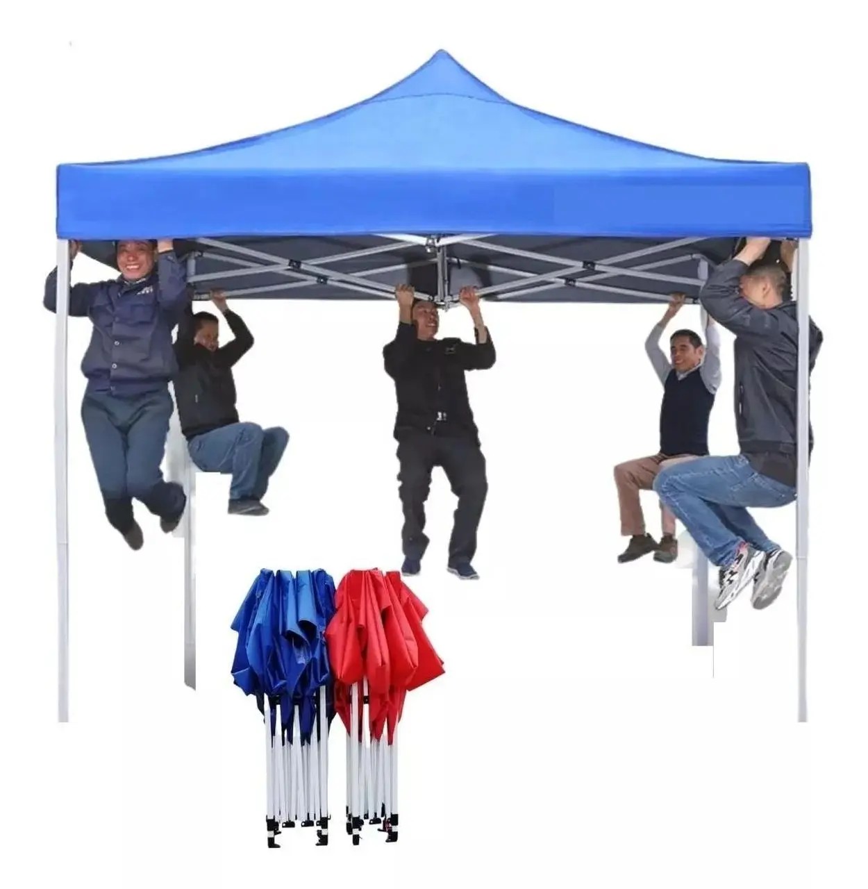 Tenda Gazebo Azul 3x3 Sanfonada Em Aço Reforçado Praia