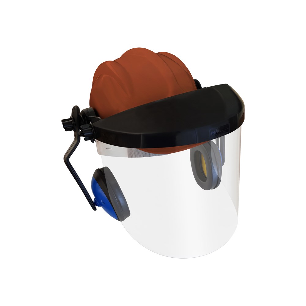 Capacete com Abafador+Viseira Plastcor Marrom 70001348