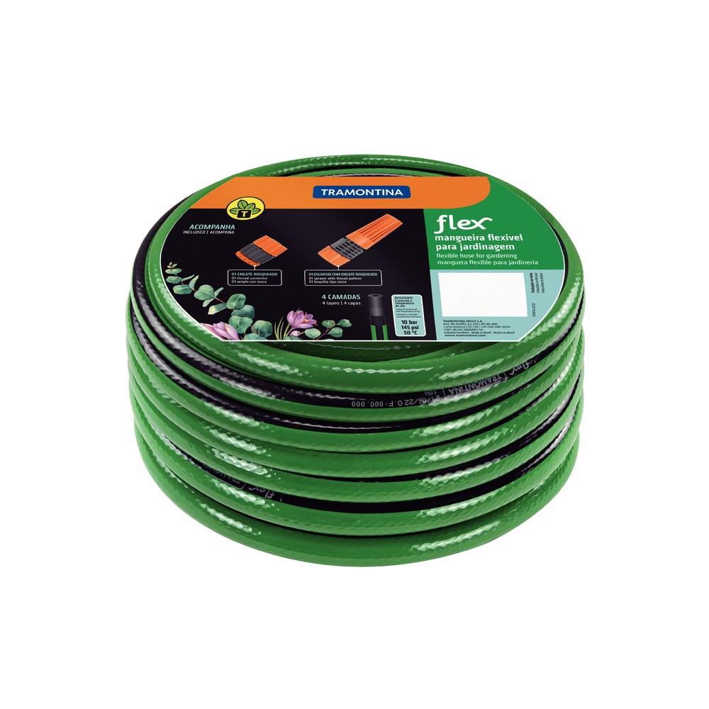 Mangueira Água Tramontina Trançada Verde/Preta 1/2" 20M 79167/200