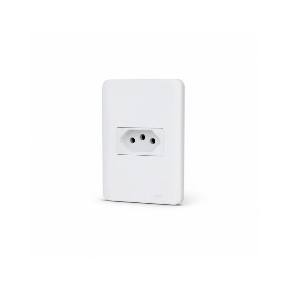 Conjunto Perlex Aros 4X2 Branco com Placa 1 Tomada 10A 7311