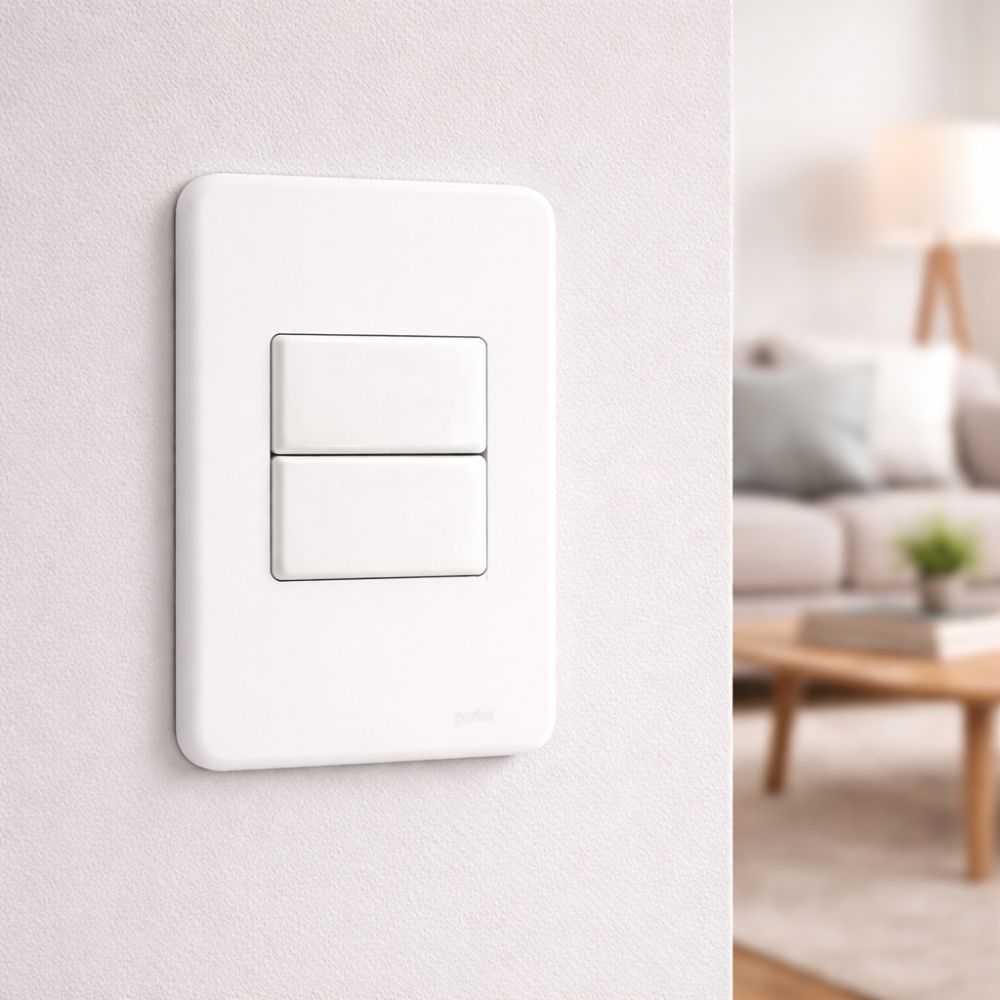 Conjunto Perlex Aros 4X2 Branco com Placa 2 Simples 7382