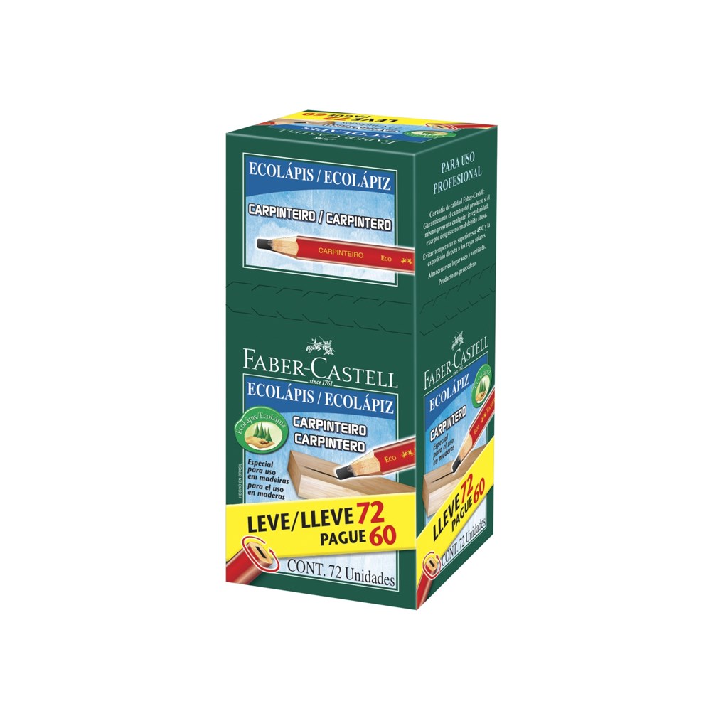 Lapis Carpinteiro Faber Primeira Linha com 72 Peças PM/2835