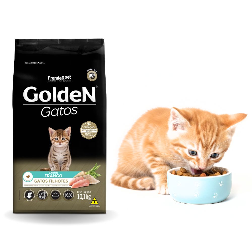 Ração para Gatos Filhotes Sabor Frango Golden Fórmula 10,1kg