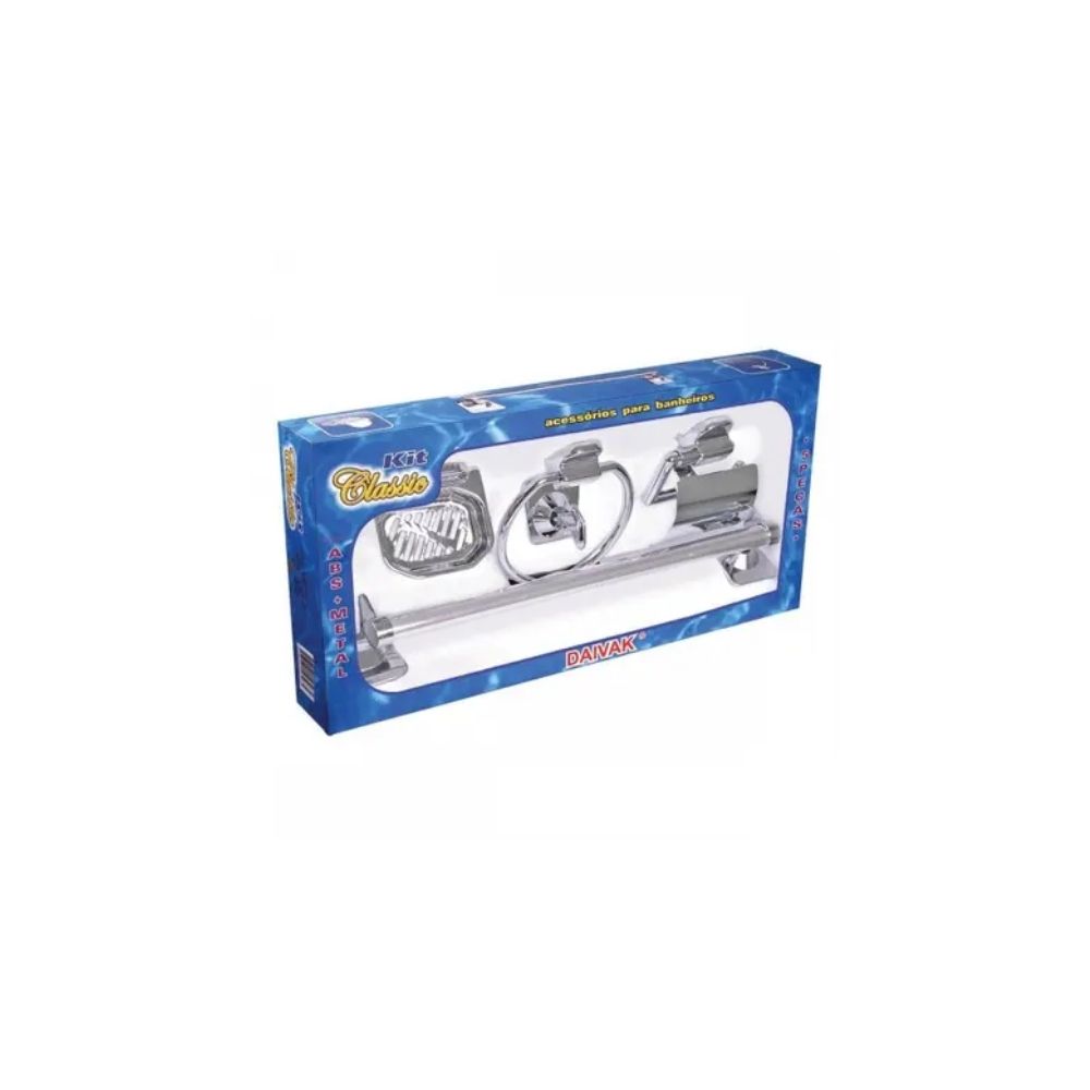 Kit Banheiro Daivak com Ventosa Cromado 5 Peças | 504
