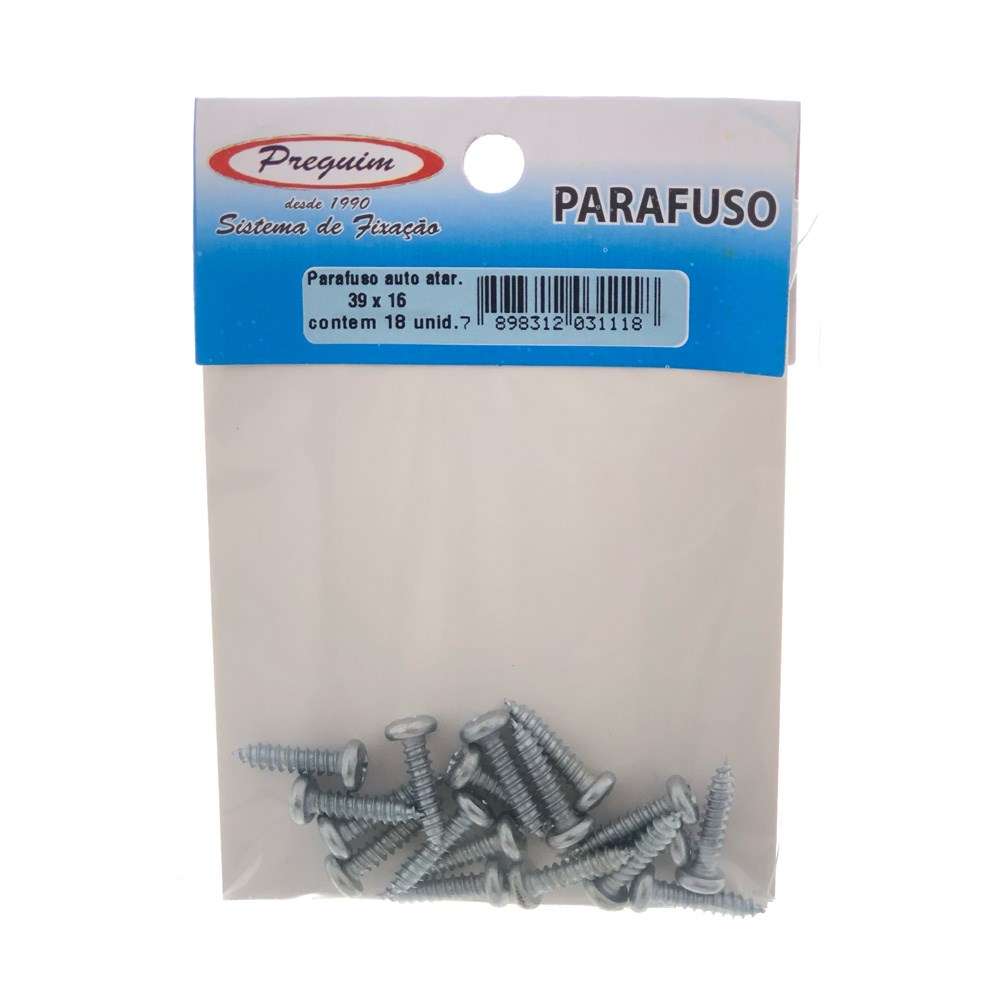 Cartela Parafuso Auto/Atarrachante Panela Preguim 3.9 X 16mm com 18 Peças 1118