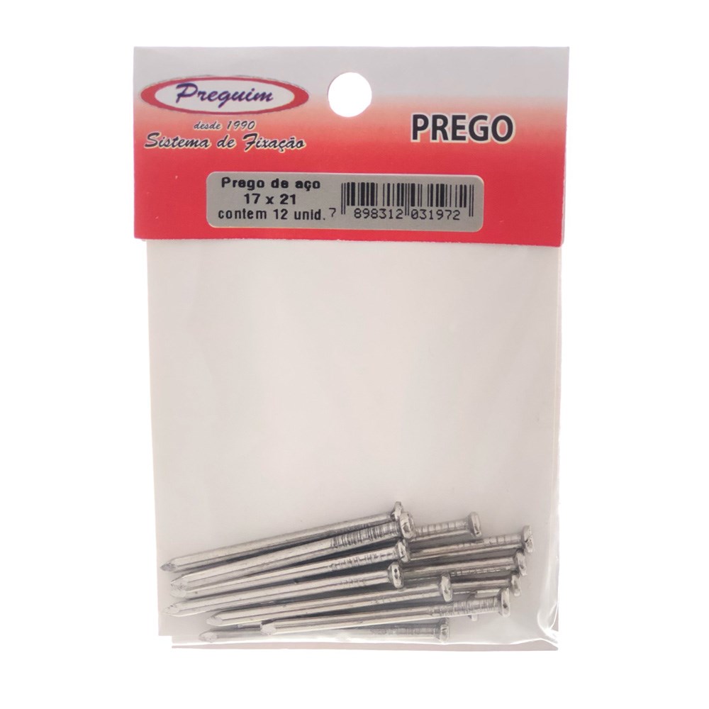 Cartela Prego Aço Preguim com Cabeça 17X21 com 12 Peças 1972