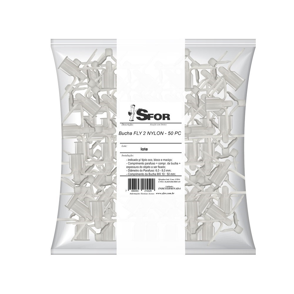 Bucha Fixação Sforplast Gesso Nylon 04 a 16 50 Peças Número 2 86