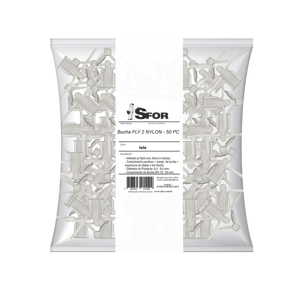 Bucha Fixação Sforplast Gesso Nylon 04 a 16 50 Peças Número 2 86