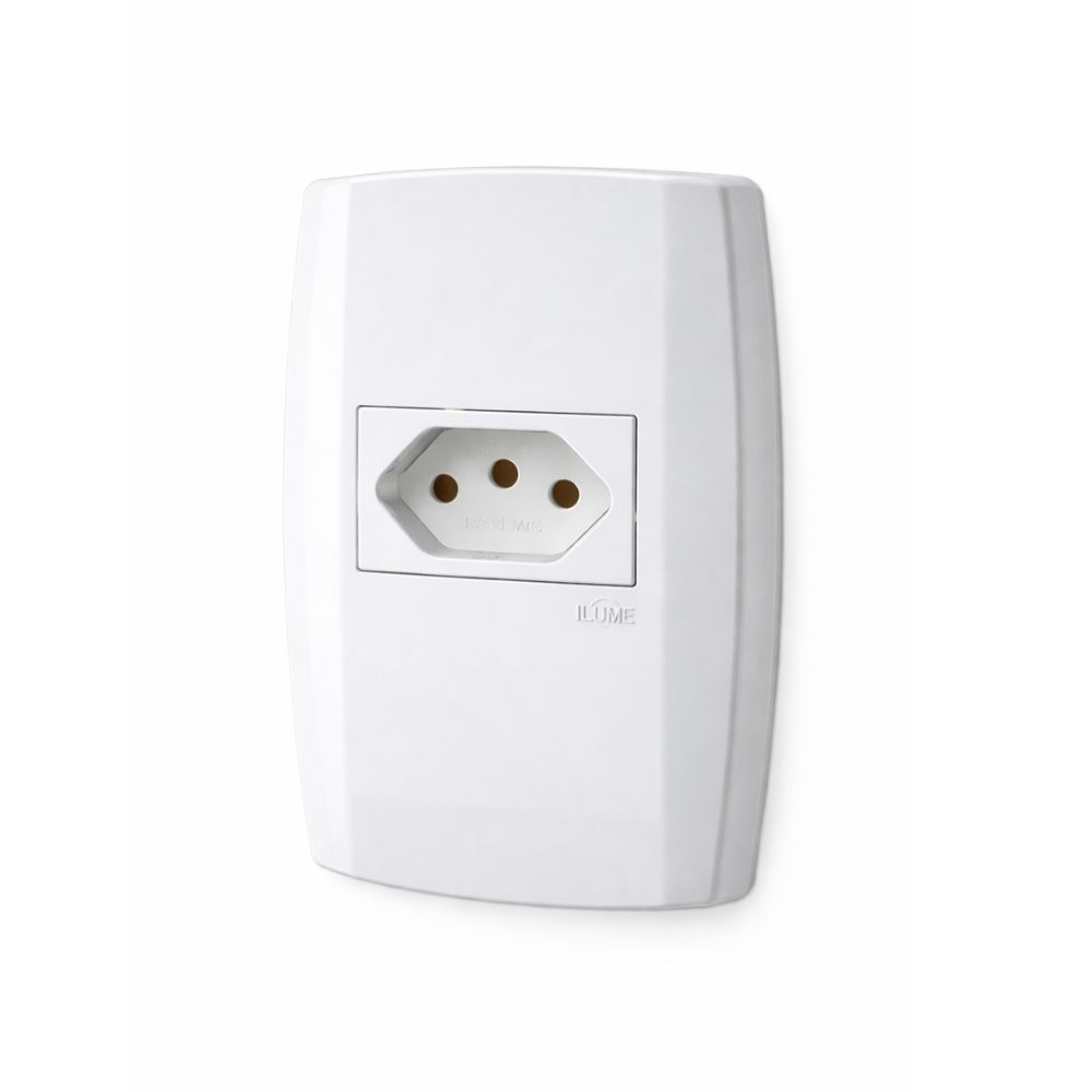 Conjunto Ilumi Slim 4X2 Branco com Placa 1 Tomada 20A 80151