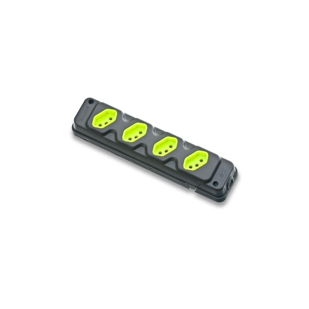 Tomada Barra Fiolux Quadrupla 20A 2 Polos+Terra Preta/Verde 28310400117