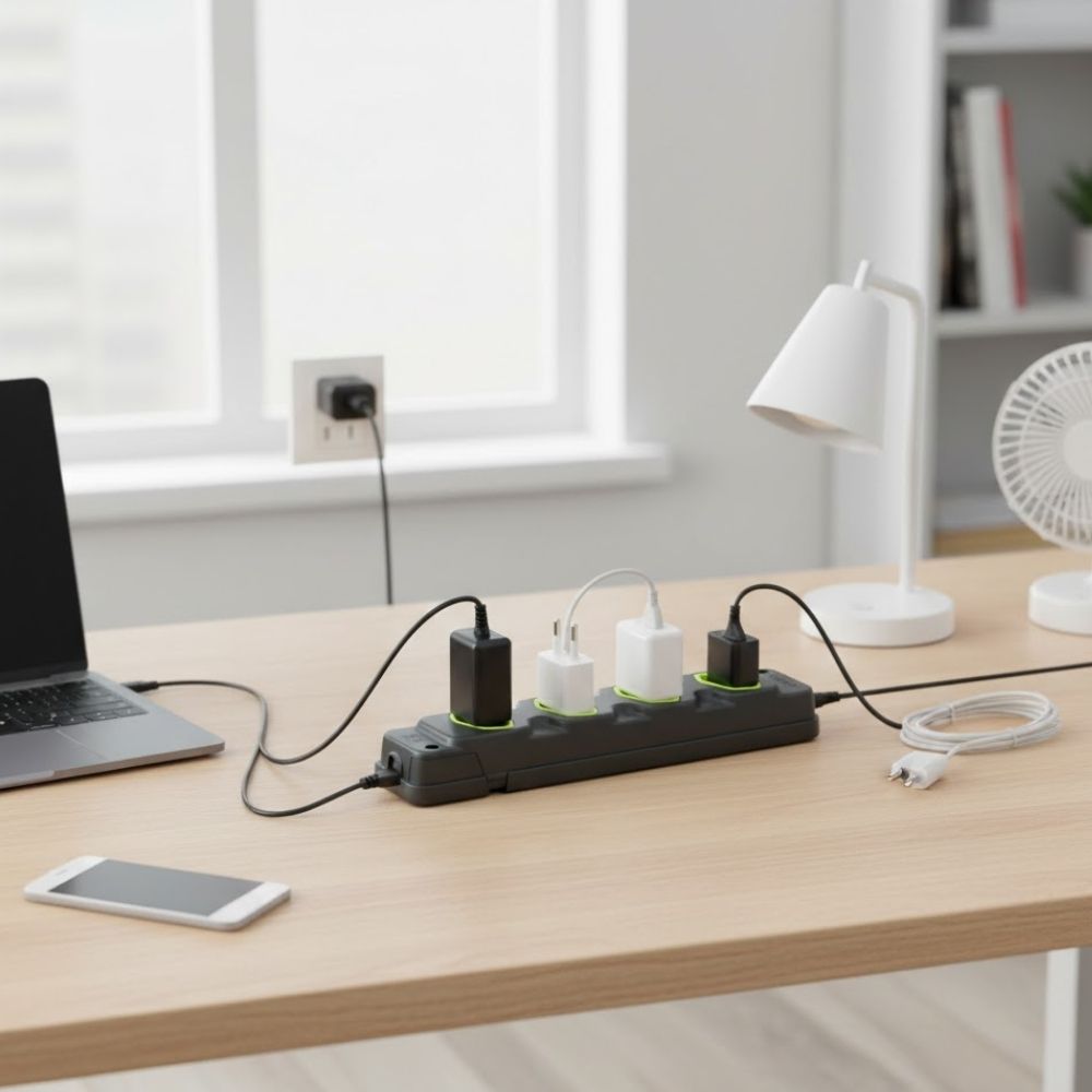 Tomada Barra Fiolux Quadrupla 20A 2 Polos+Terra Preta/Verde 28310400117