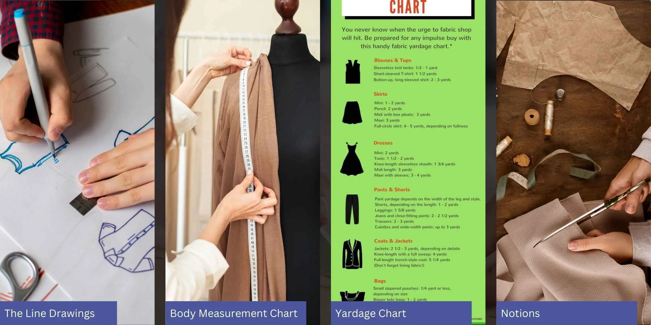 Pattern envelope showing garment details and measurements