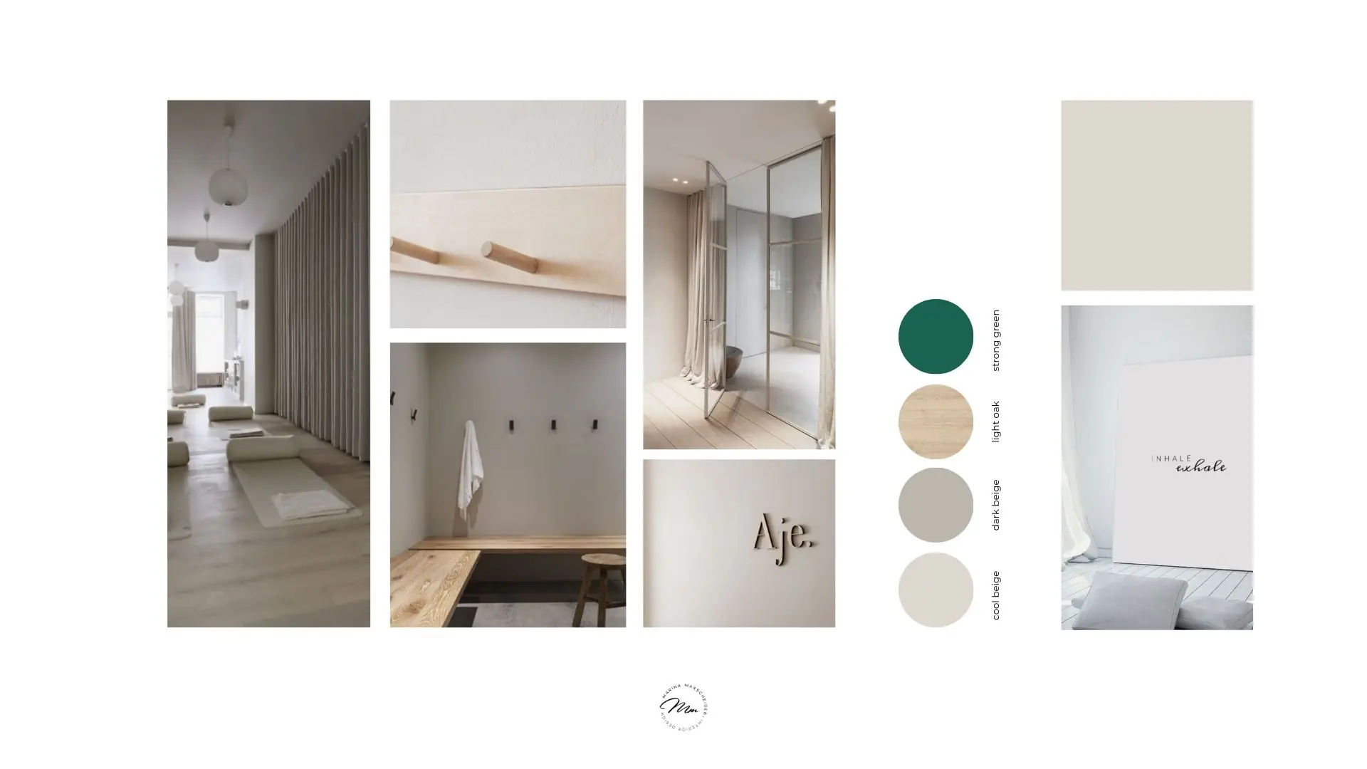 Moodboard mit minimalistischem Interior Design und neutralen Farbtönen
